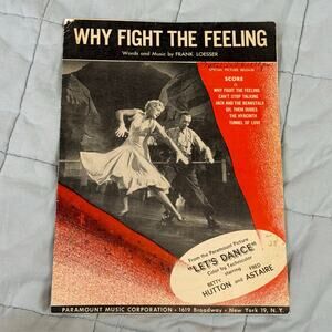 Why Fight The Feeling Vintage Sheet Music 1935 Fred Astaire Let’s Dance Piano